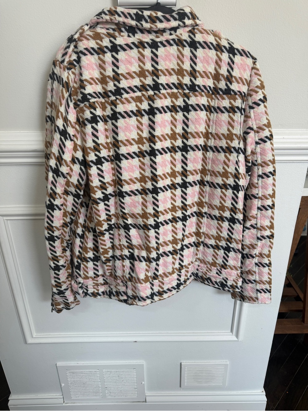 Fate Pink & Black Plaid Tweed Bomber Jacket - Picture 3 of 5